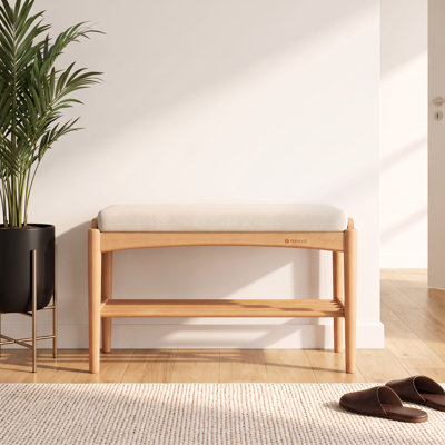 Solid Beech Upholstered Shoe Bench