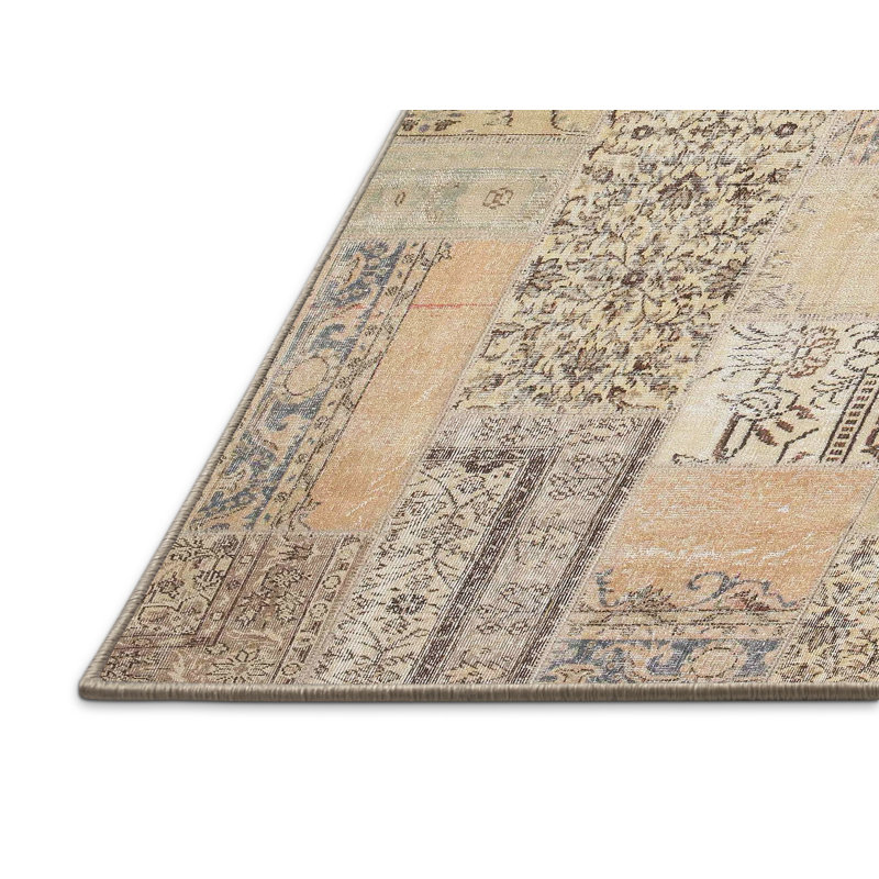 Tapis crème/brun/gris/zone contemporaine, Rectangle 7 pi x 9 pi