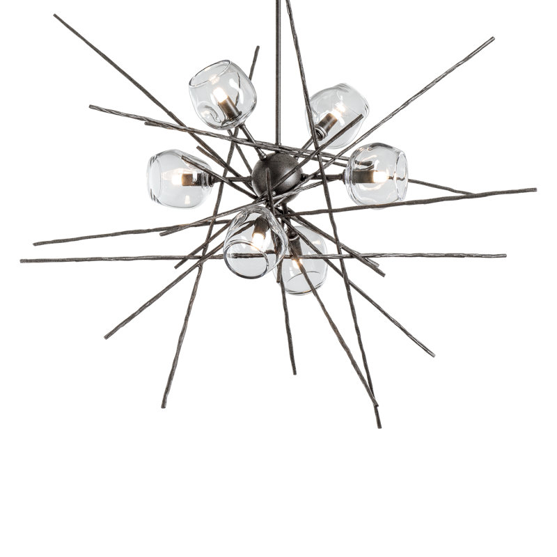 Griffin 6 - Light Chandelier, Clear, 56.6" H x 39.2" W x 38.8" D, Natural Iron