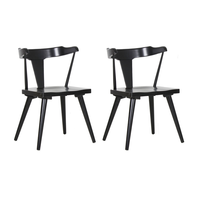 Chaise en bois massif Ahana, Noir