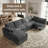 Boneless 107" Modular Sectional Sofa, 6-Piece Convertible Sofa Bed, U-shaped/L-shaped Sleeper Sofa With Underseat Storage & Ottoman For Living Room-1723488823