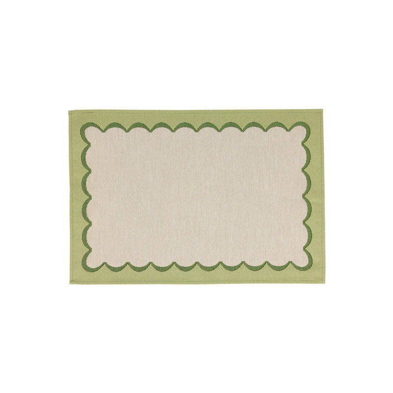 Tavola Scalloped Placemats, Green/Beige