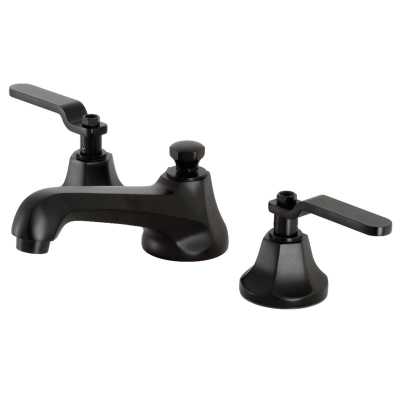 Robinet de salle de bain espacé Kingston, Noir mat, Levier