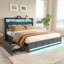 Carlyann Modern Fabric Bed Frame With LED Headboard Storage, USB & Type-C Ports, And Under-Bed Drawers-1629624114-1629624112