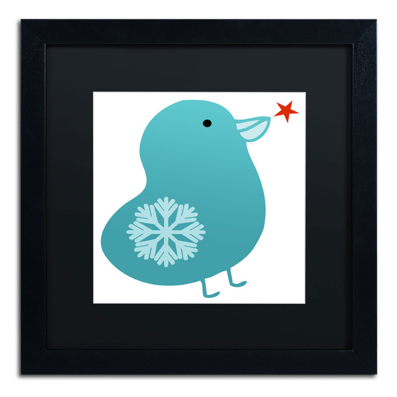 « flocon d’oiseau » par carla martell, art encadré, Noir, H 16 po x l 16 po