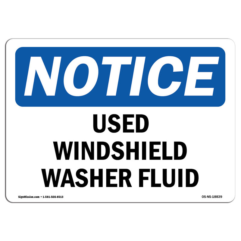 Used Windshield Washer Fluid Sign