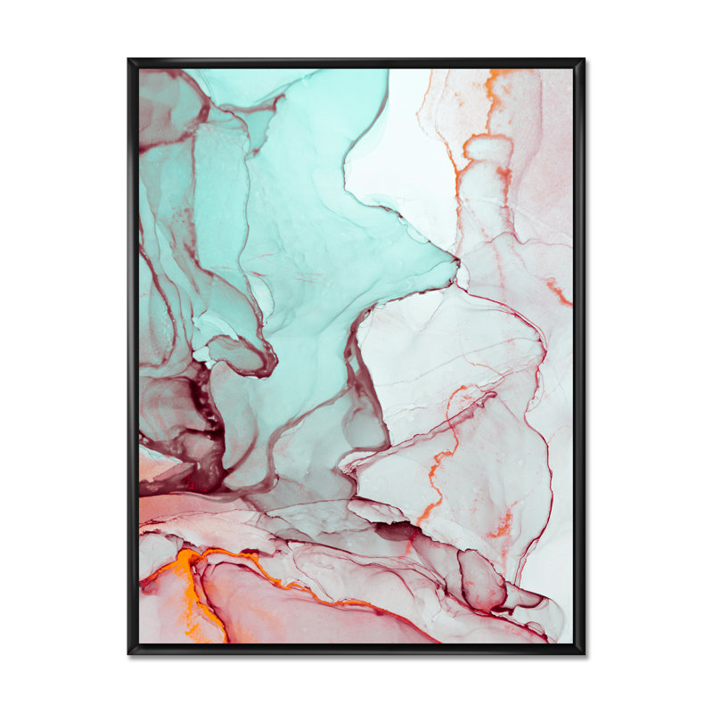 Marbre de luxe turquoise liquide Art II - œuvre d'art moderne sur toile, H 20 po x l 12 po x P 1 po