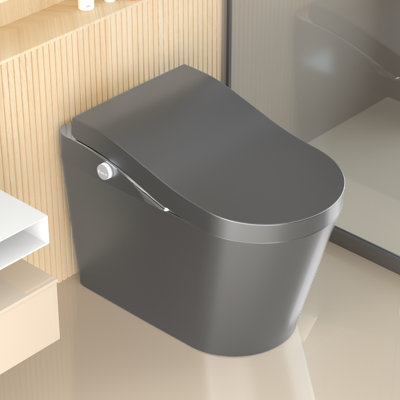 YINGZE Smart Bidet Toilet - Auto Flush, Foot Sensor, Heated Seat & Warm Water, Foam Shield, Comfort Height Elongated Bowl, 1.28 GPF Water-Saving, White