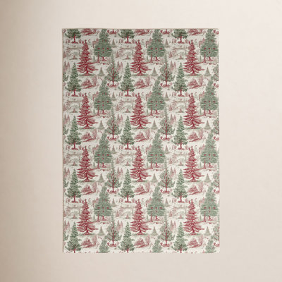 Green Toile Holiday Tea Towel