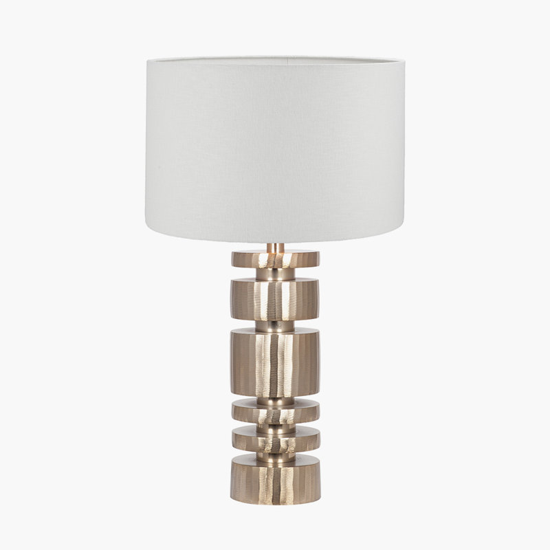 Metal Table Lamp, 25.19" H x 13.78" W x 13.78" D, White, Gold