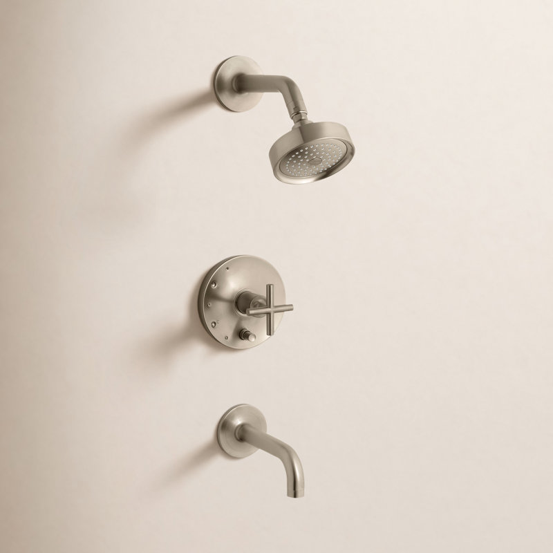 Purist® Rite-Tub and Shower Faucet, Vibrant Brushed Bronze, Scroll Handle