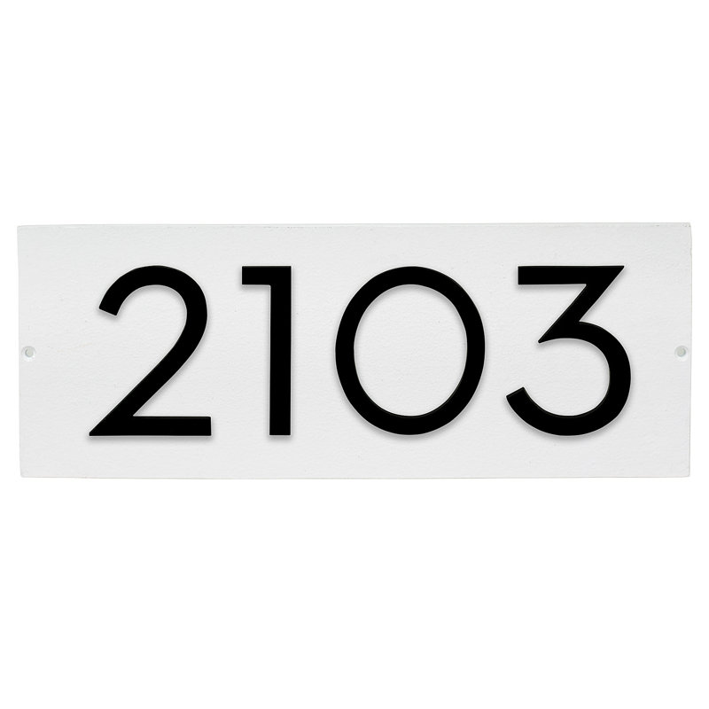 Floating 1-Line Wall Address Plaque, Black, White