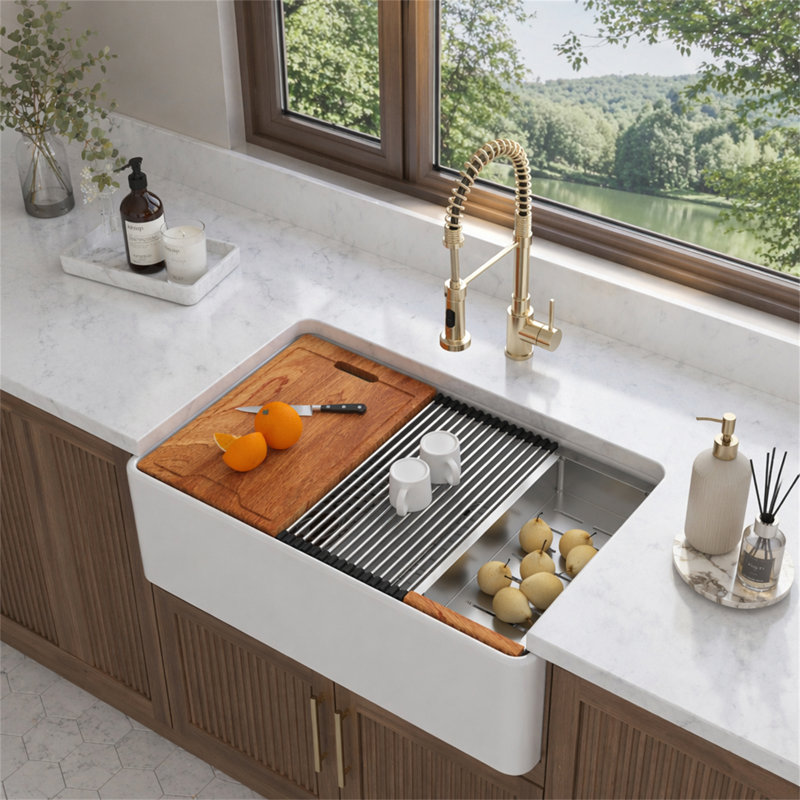 Station de travail de ferme 33 po - 33 po x 20 po x 10 po en porcelaine blanche