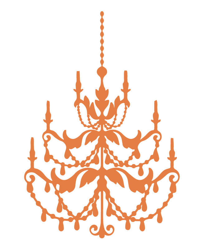 Décalcomanie murale lustre française, Kaki, H 48 po x l 33 po x P 0,01 po