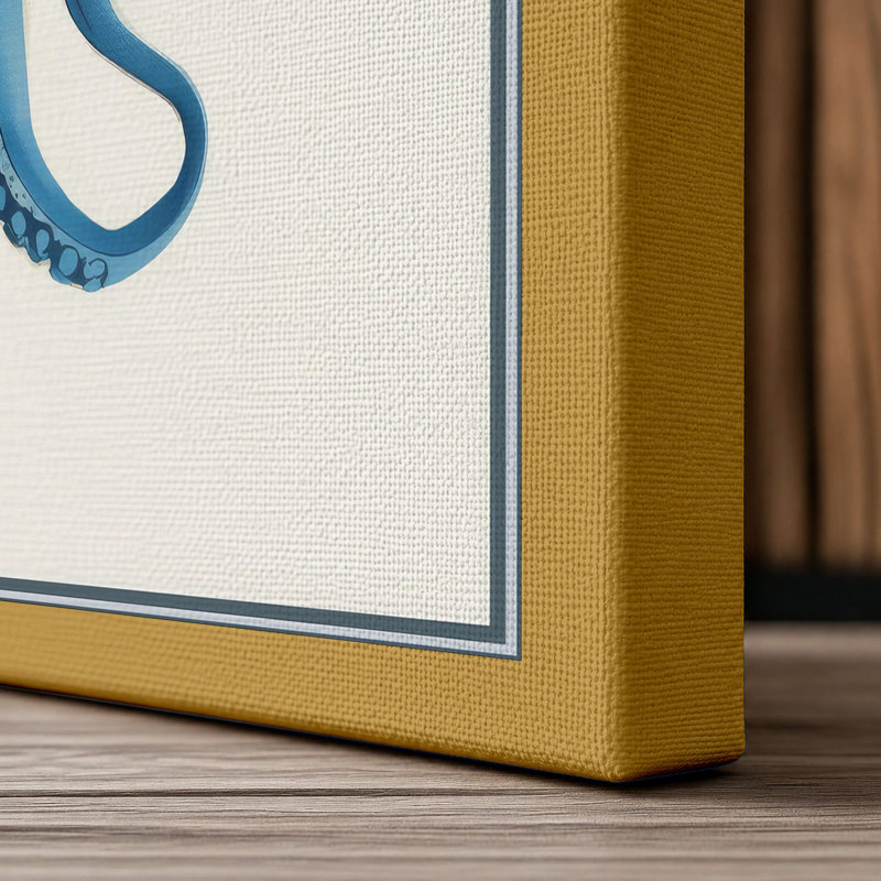 Blue Octopus Modern - Wrapped Canvas, 30x20 - 76.2 x 50.8 cm, Ochre Border