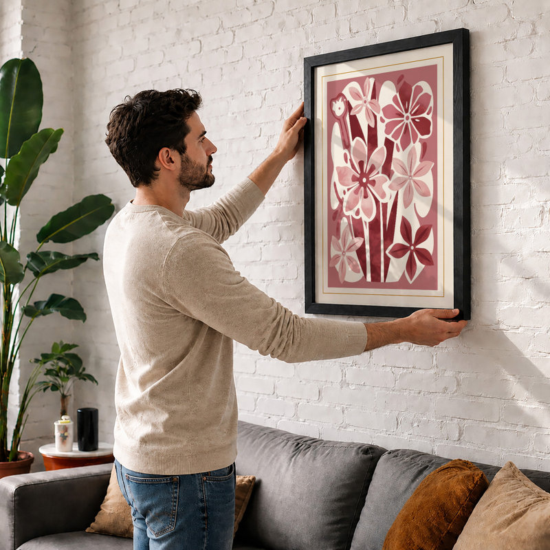 Blooms In Rose Botanical - Print, Black, A4 - 29.7 x 21.0 cm