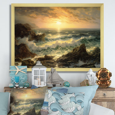" Wild Ocean With Breaking Waves Golden Hour "