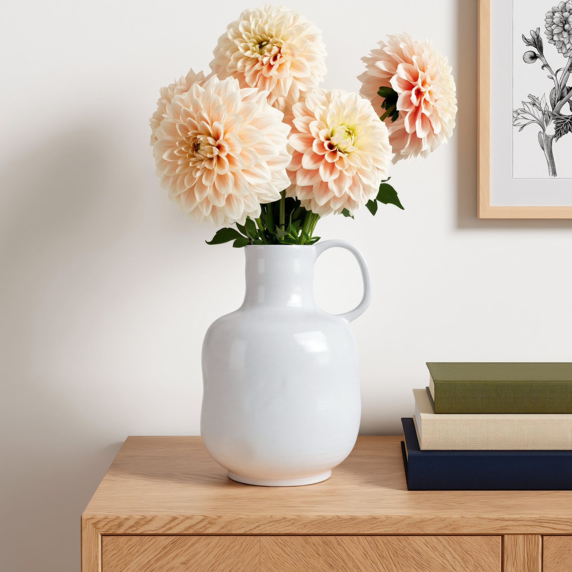 Maz White Ceramic Irregular Handled Vase Small