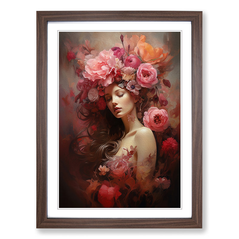 Single Picture Frame Print on Wood, Walnut Framed, 46cm H x 34cm W