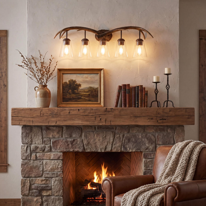 Asim Southwestern Bohemian Resin/Seeded Glass Faux Antler LED Vanity Light, 5