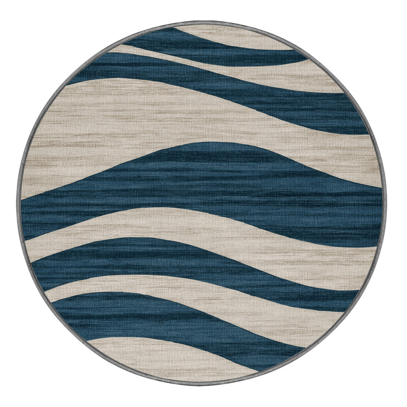  Tapis côtier lavable Wave Abstraction Elite, Rond 5 pi