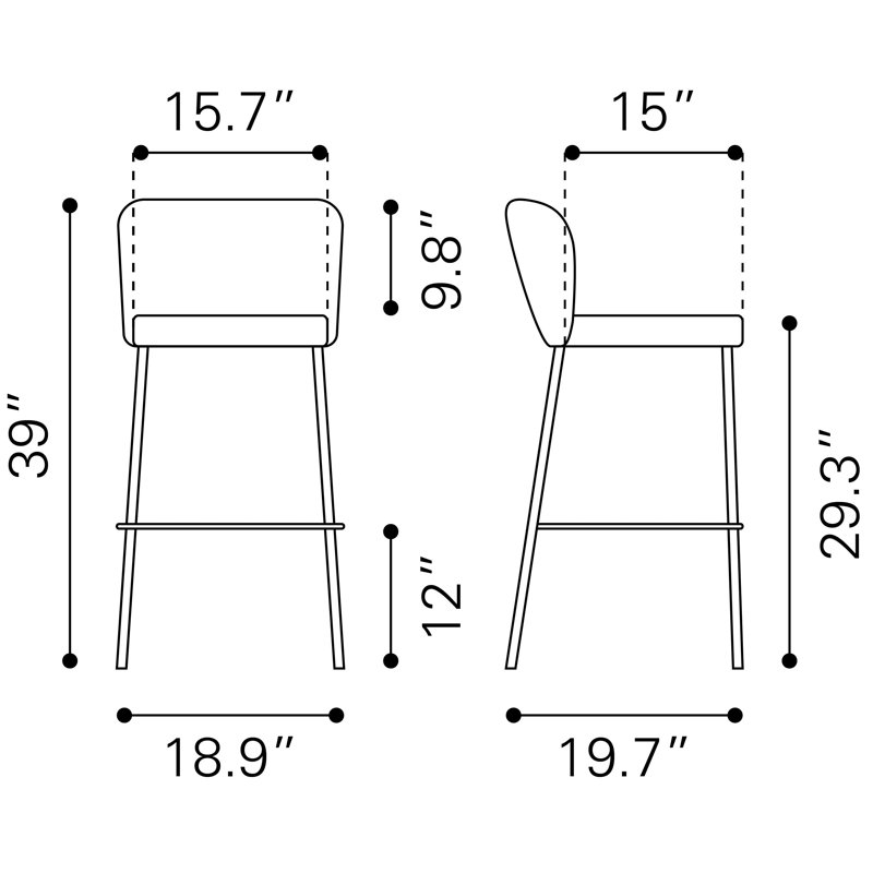 Tabouret de comptoir Keithan (ensemble de 2), Crème, Tabouret de bar (siège d'une hauteur de 29,3 po)
