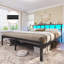 Bed Frame with Power Strip & LED Lights, Metal Platform Beds with Headboard, Stable and Sturdy, No Box Spring Needed-1718320317