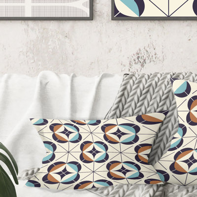 Coussin décoratif géométrique rétro V - Mid-Century