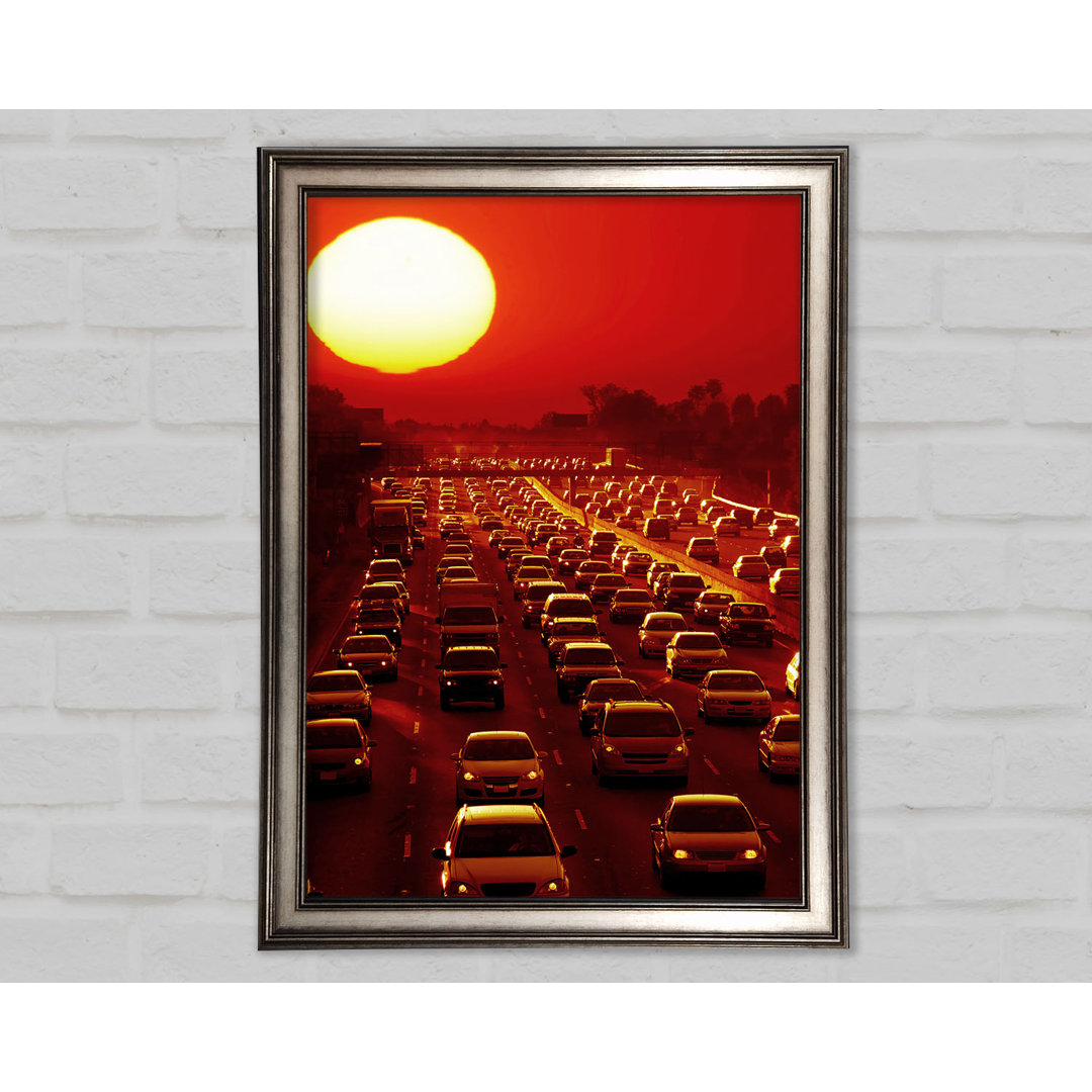 Los Angeles Highway Sun Blaze - Einzelner Bilderrahmen Kunstdrucke