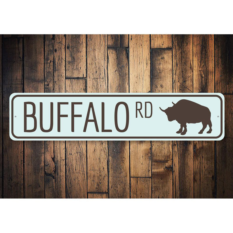 Panneau en aluminium personnalisé Buffalo Road, H 4 po x l 18 po x P 0,04 po