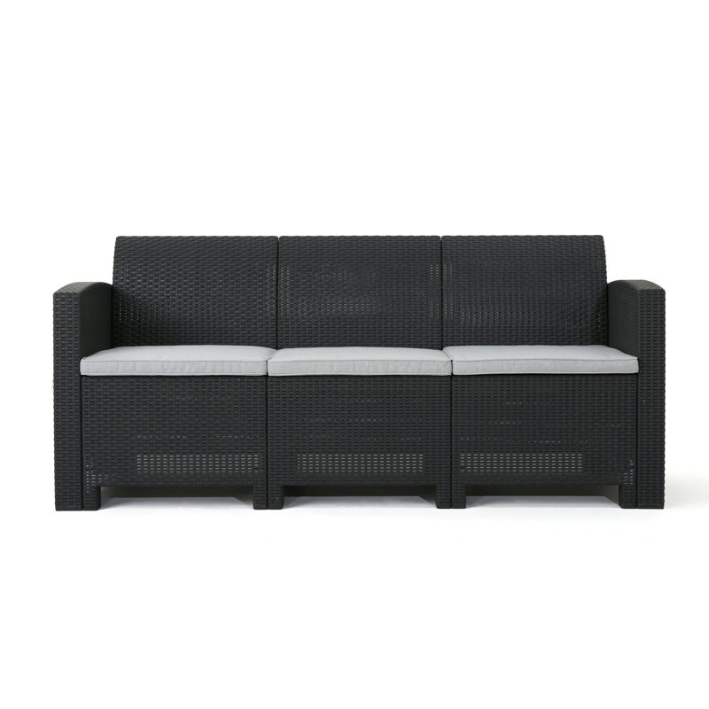 Canapé d'extérieur de 67,7 po de largeur avec coussins, Gris anthracite