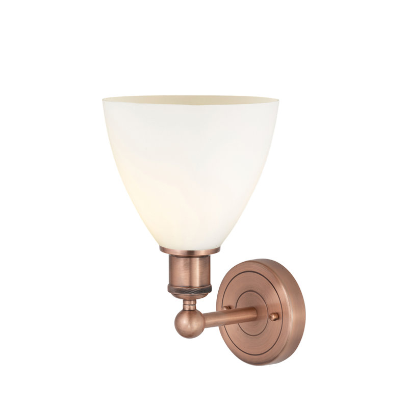Carmichaels Armed Sconce, Matte White, Antique Copper