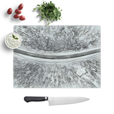 Tempered Glass Winter Road in Abstract Cutting Board