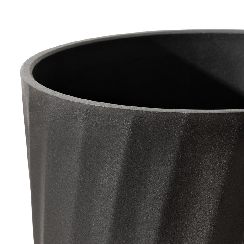 Pot à fleurs rond Boynton H 24 po avec tablette, Noir, noir, noir, noir, 2