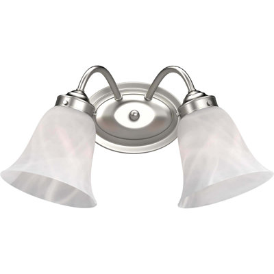 Barcelona 2-Light Indoor Brushed Nickel Wall Mount Vanity with Alabaster Bell Glass Shades