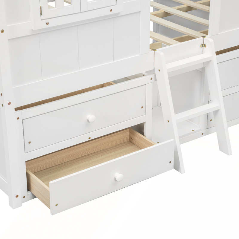 Lit mezzanine double avec toit, Blanc