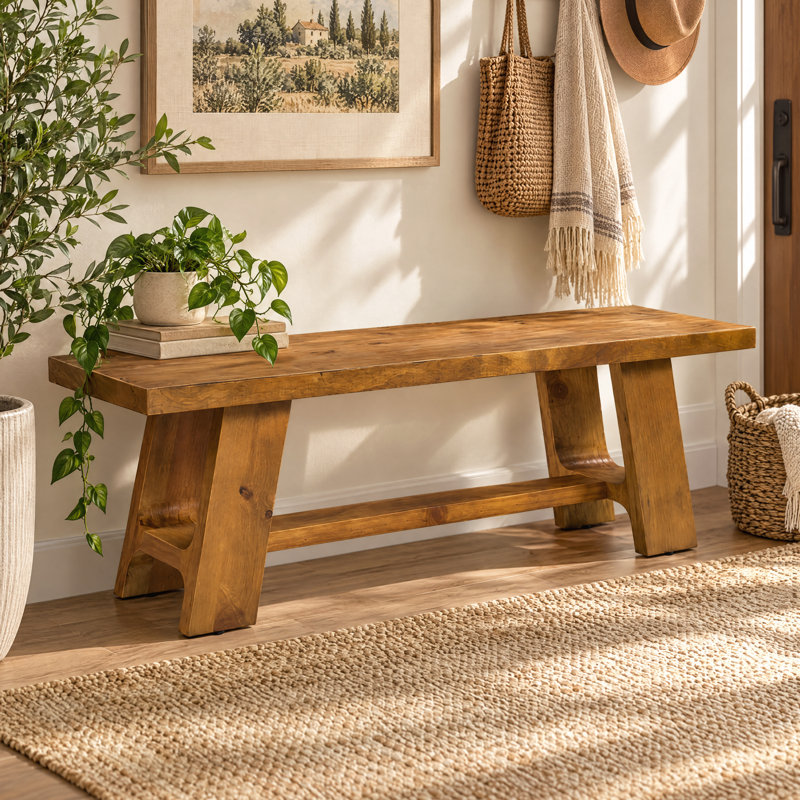 Solid Wood Bench With Four Legs