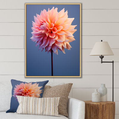 «Coral and Blue Dahlia Dance», reproduction sur toile