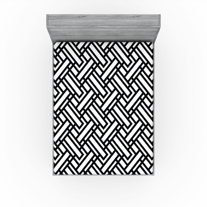 Drap-housse Ambesonne, paquet de 2, Noir / blanc abstrait 1, Drap-housse de taille double