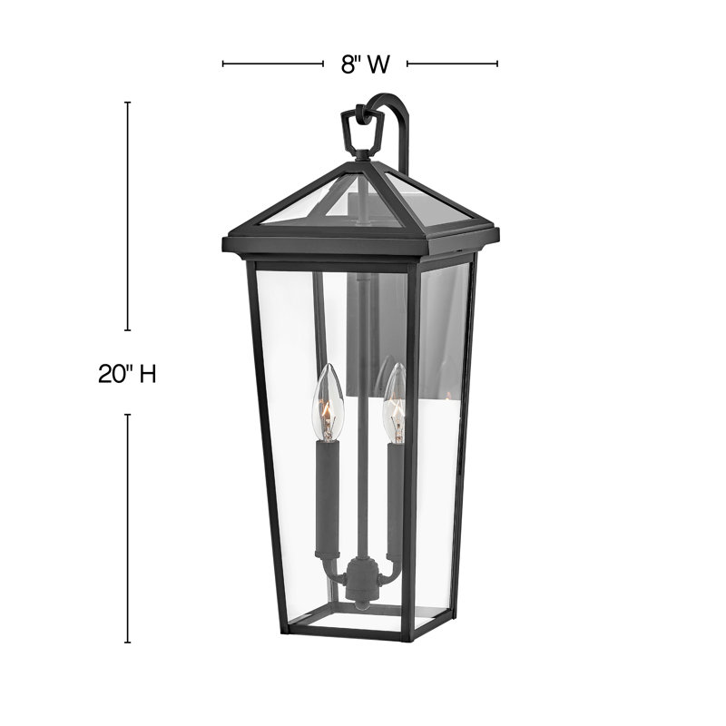 Alford Place 2-Light Outdoor Tall Wall Mount Lantern, Museum Black