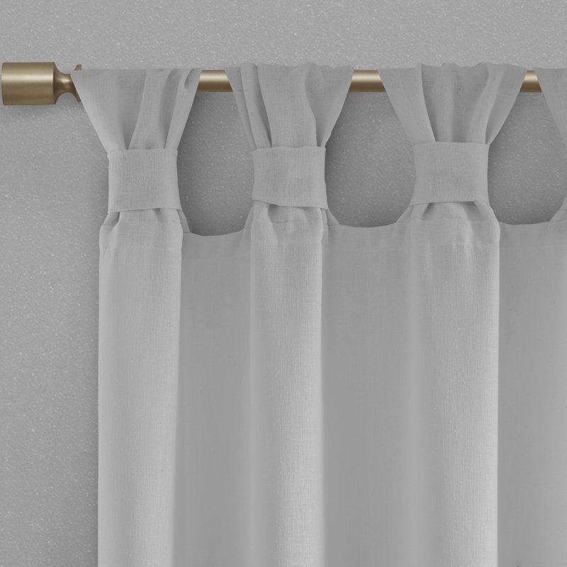 Gray Tab Top Sheer Faux Linen Window Panel