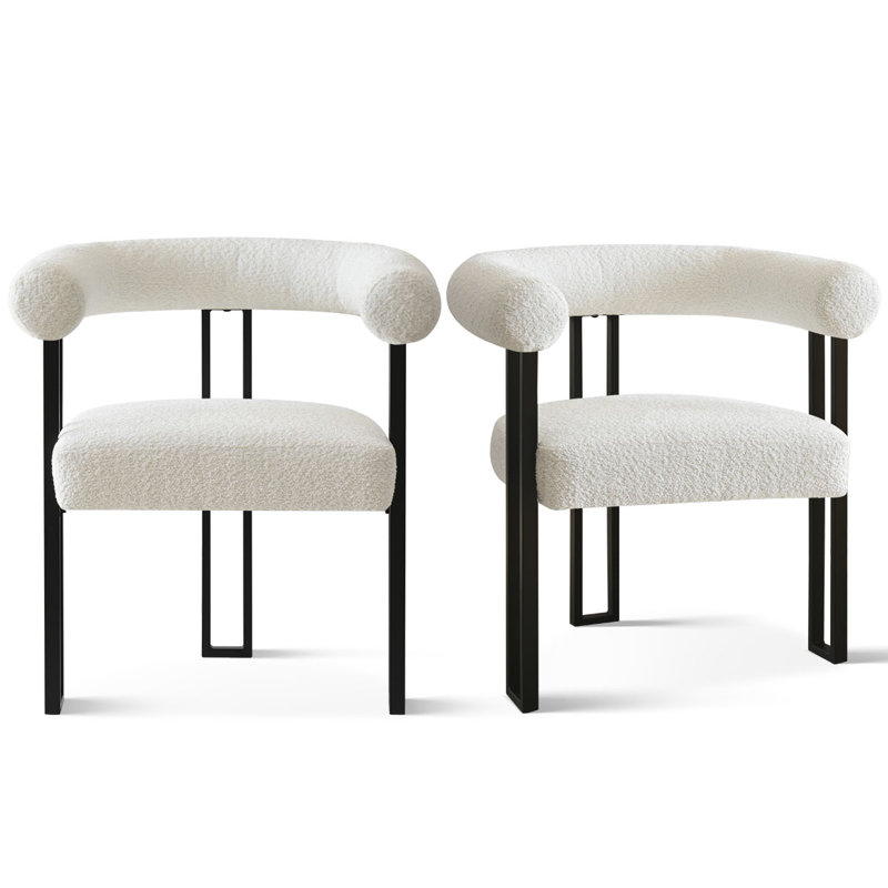 Ensemble de 2 fauteuils de salle à manger rembourrés Fellman Boucle