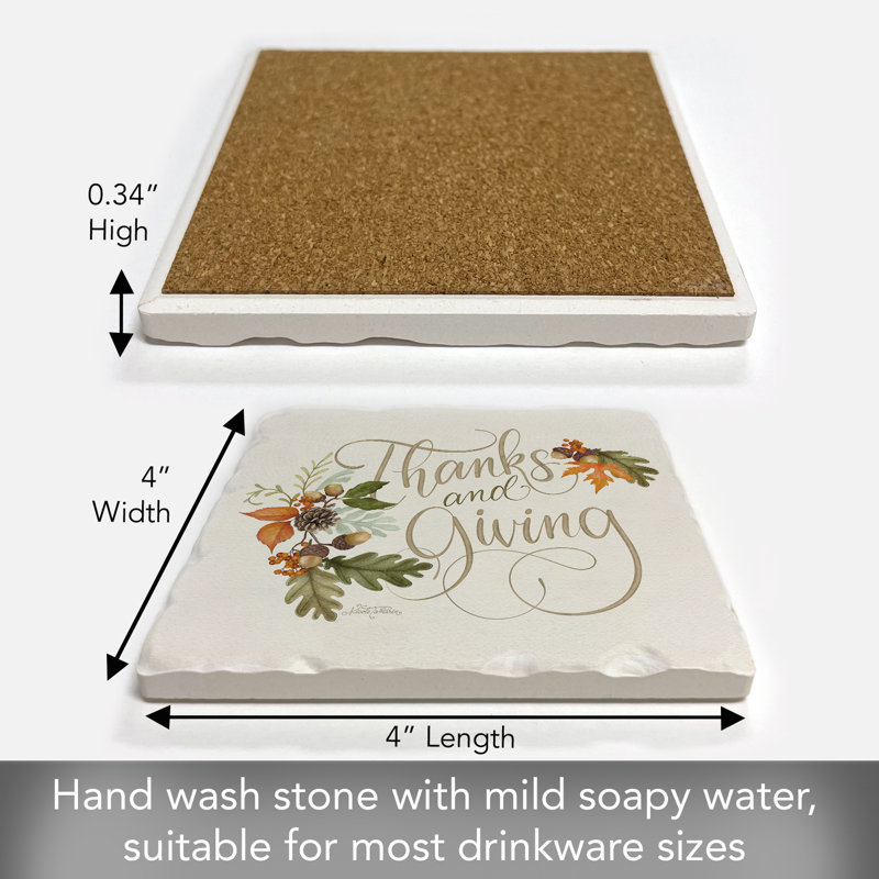Thanks & Giving Single Tumbled Tile Coaster Create Your Own Set