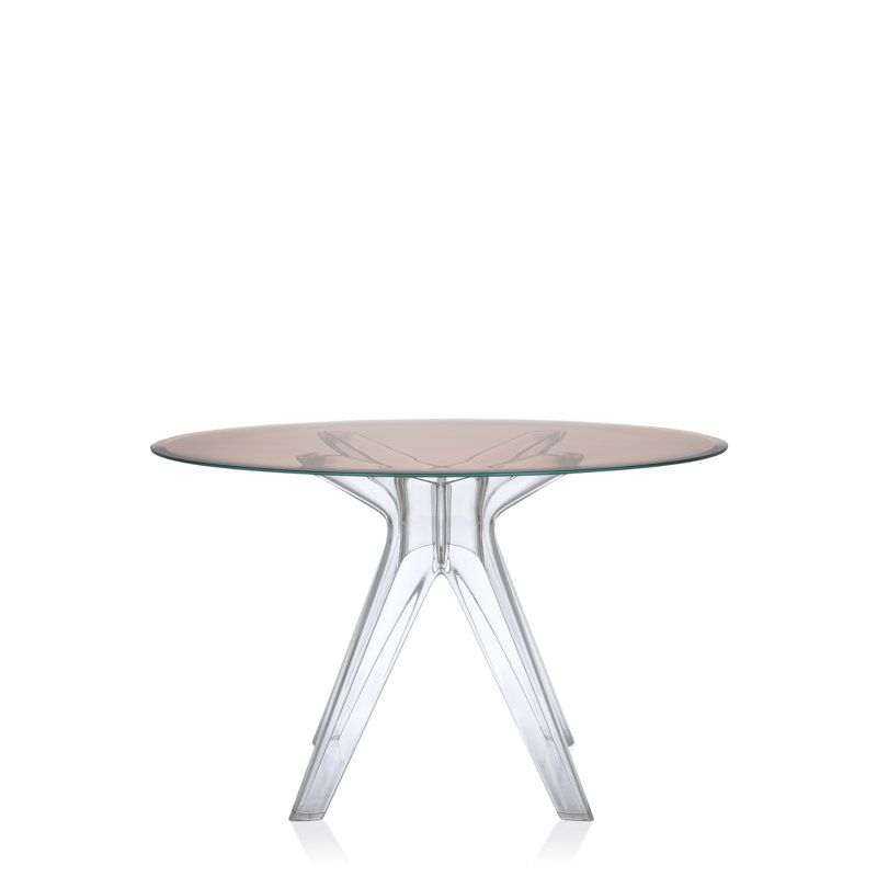 Sir Gio Round Glass Dining Table, Transparent, Pink