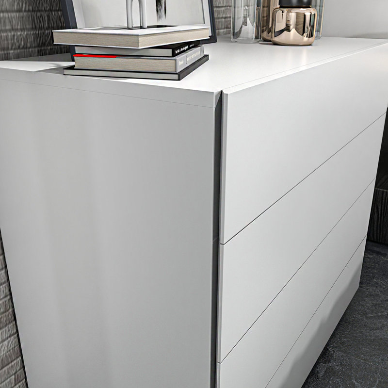 Commode blanche moderne, 35,4 po x 17,7 po x 32,2 po | 100% panneau de particules enduit de mélamine, épaisseur: 0,7 pouce | Conception élégante de couleur unie, parfaite pour le rangement et l'organisation de la chambre à coucher, durable et élégante