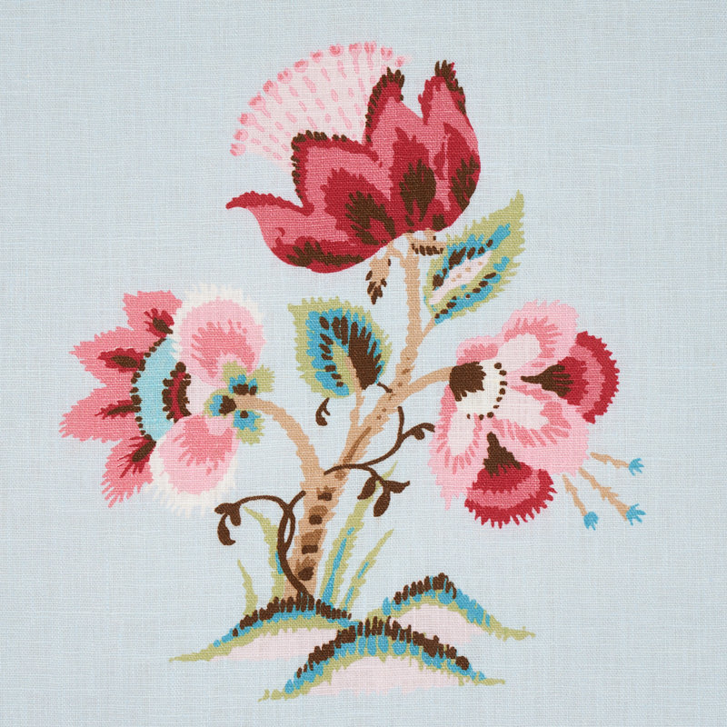 Tissu en lin Ashford, Rose / ciel