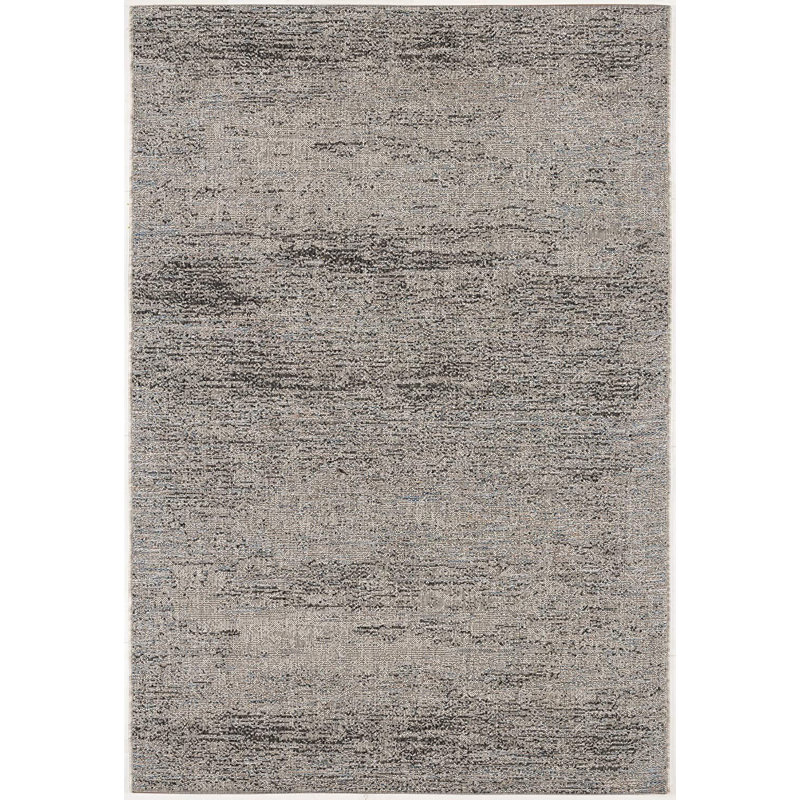 Tapis gris abstrait en polypropylène tissé à la machine 7 pi 10 po x 10 pi 1 po Abstract