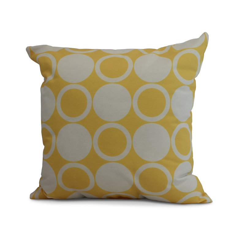 Cuban Flare Small Mod-Circles Square Pillow Cover & Insert, Yellow, 20" x 20"