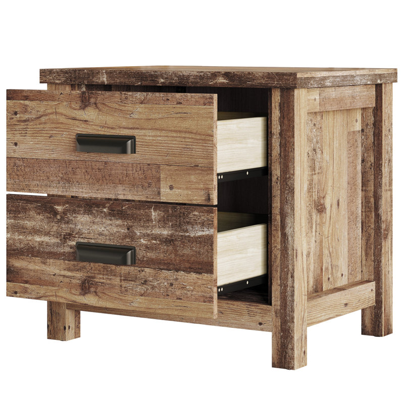 Cecere 2 Drawer Nightstand, Vintage Oak