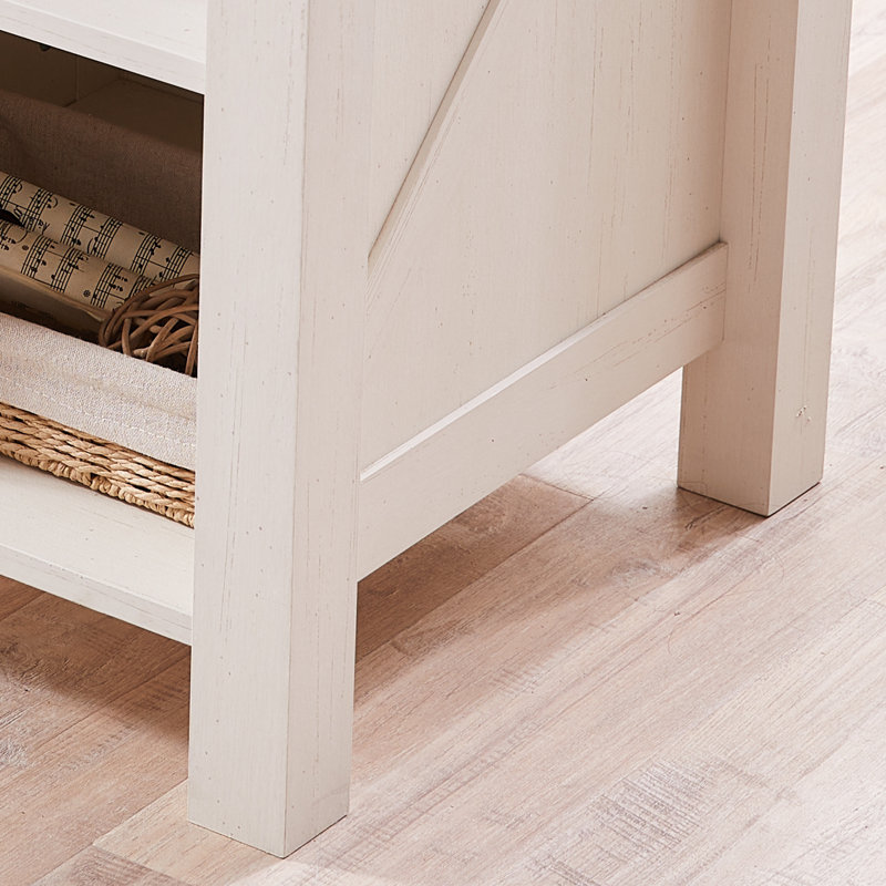 Clairese 24'' Tall  Farmhouse End Table With Charging Station, Wood Nightstand With Adjustable Shelf, Built-In Outlets